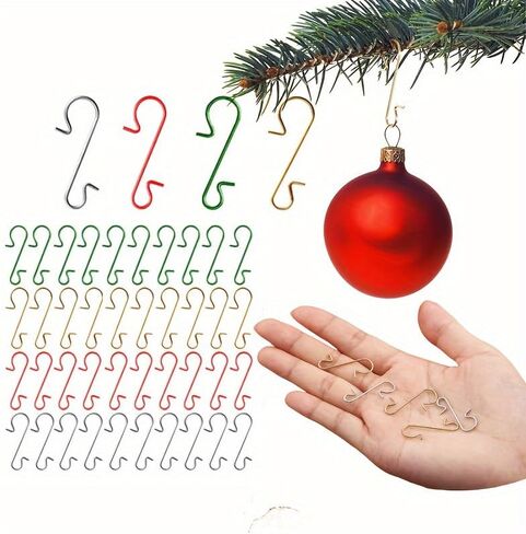 60pcs Christmas Ornament Hooks - Metal Wire Hangers for Tree Decoration & Easter Gift (Random Color) in Saudi Arabia