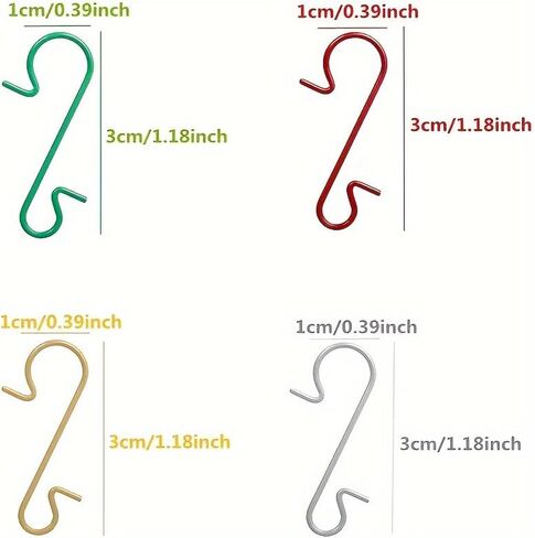 60pcs Christmas Ornament Hooks - Metal Wire Hangers for Tree Decoration & Easter Gift (Random Color) in Saudi Arabia