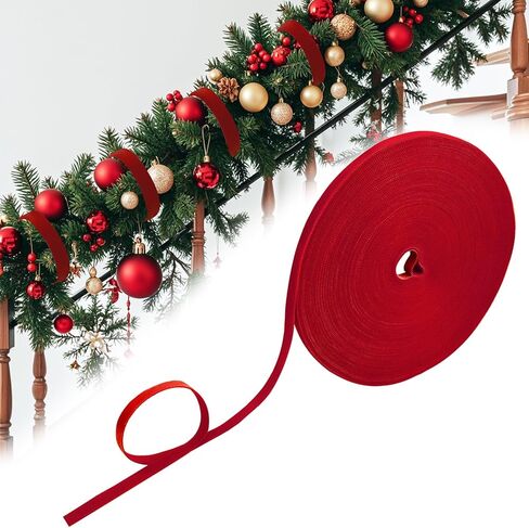 120Ft Christmas Garland Ties Decorative Wreath Holder Green Adjustable Holiday Garland Ties Cuttable Nylon Hook and Loop Garland Hanger Strap for Xmas Tree Banister Railing Stairway Decoration Door in Kuwait