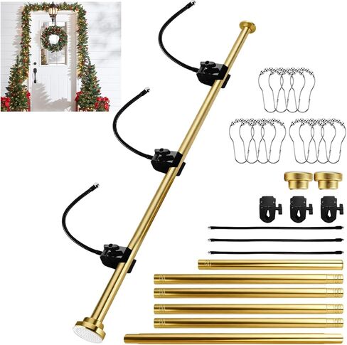 Garland Hanger for Front Door Frame - 26.77'' to 89.37'' Length, Heavy-Duty Stainless Steel Telescoping Rod, Multi-Use Tension Rod Garland Holder for Holiday Christmas & Halloween Decorations in Saudi Arabia