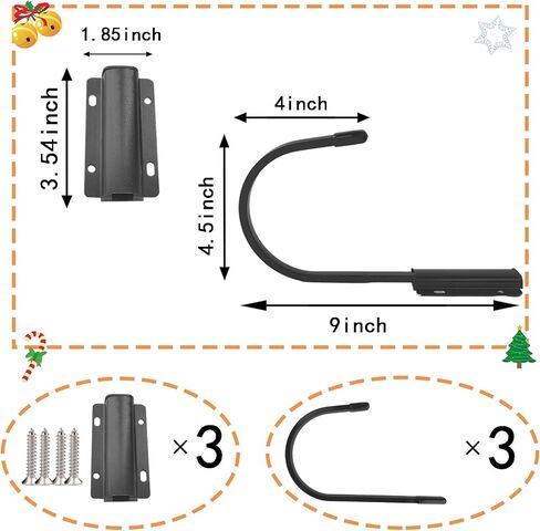 3PCS Christmas Garland Hanger for Front Door, Outside Door Garland Hanger, Outdoor Heavy-Duty Metal Hook for Graland, Hanging Wreath Holder for Door Frame Decorations in Saudi Arabia