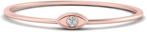 Fascinating Diamonds 14K Gold 0.01 Carat Round Cut Lab Grown Diamond Evil Eye Mini Stack Promise Ring For Her (VS2 Clarity, F Color) Premium Collection in Saudi Arabia