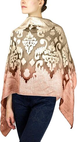 Jessica McClintock Brocaded Sheer Shawl with Solid Border in Kuwait