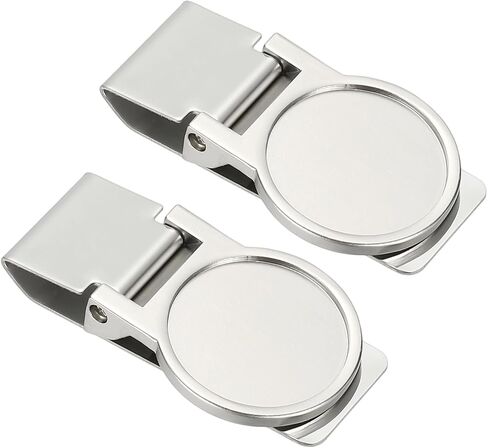 PATIKIL 2 Pcs Stainless Steel Money Clip, Metal Slim Wallet Clip for Men Round Blank Money Holder Minimalist Front Pocket Wallet for Credit Card Business Card in Saudi Arabia