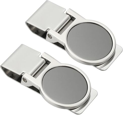 PATIKIL 2 Pcs Stainless Steel Money Clip, Metal Slim Wallet Clip for Men Round Blank Money Holder Minimalist Front Pocket Wallet for Credit Card Business Card in Saudi Arabia