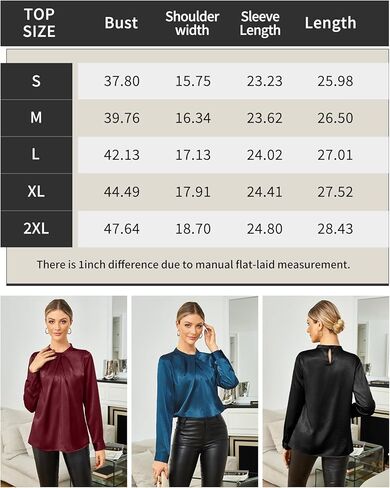 Long Sleeve Tops for Women Mock Neck Work Silk Shirts Twist Front Dressy Business Casual Blouse in Saudi Arabia