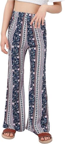 Girl's Floral Print Elastic Waist Flare Leg Pants Casual Trousers in Saudi Arabia