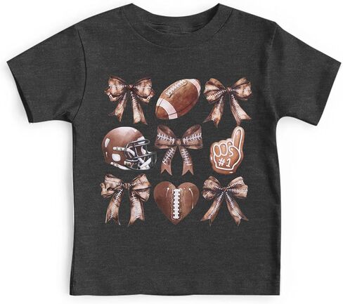 JINTING Football T-Shirts for Girls Game Day Short Sleeve Shirt Toddler Football Season Kids Bow Coquette Tops in Saudi Arabia