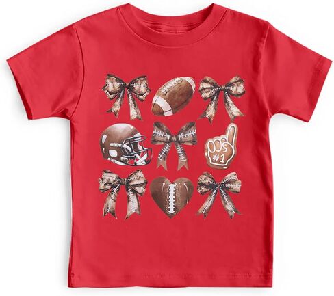 JINTING Football T-Shirts for Girls Game Day Short Sleeve Shirt Toddler Football Season Kids Bow Coquette Tops in Saudi Arabia