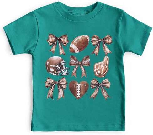 JINTING Football T-Shirts for Girls Game Day Short Sleeve Shirt Toddler Football Season Kids Bow Coquette Tops in Saudi Arabia