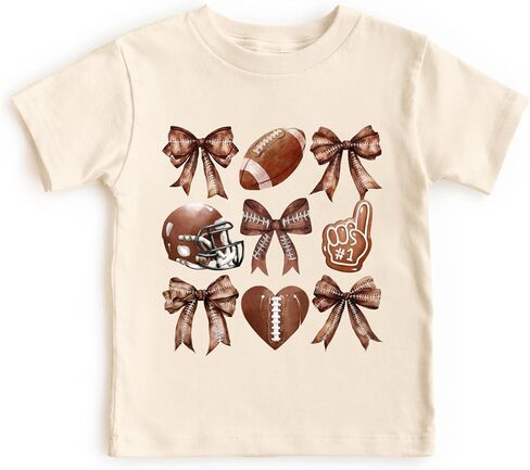 JINTING Football T-Shirts for Girls Game Day Short Sleeve Shirt Toddler Football Season Kids Bow Coquette Tops in Saudi Arabia