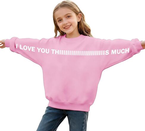 I Love You This Much Valentines Sweatshirts Kids Graphic Pullover Valentine Cute Holiday Unisex Outfits 3-13 Years in Saudi Arabia