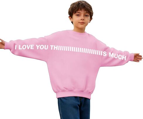 I Love You This Much Valentines Sweatshirts Kids Graphic Pullover Valentine Cute Holiday Unisex Outfits 3-13 Years in Saudi Arabia