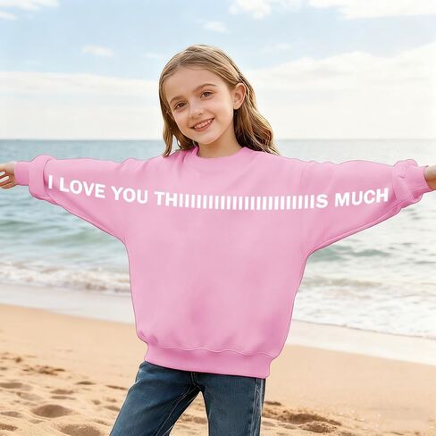 I Love You This Much Valentines Sweatshirts Kids Graphic Pullover Valentine Cute Holiday Unisex Outfits 3-13 Years in Saudi Arabia