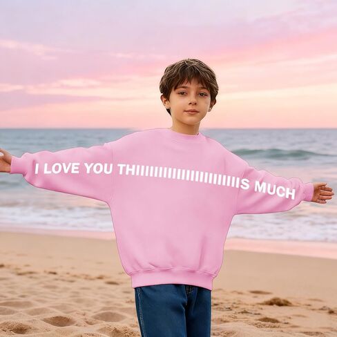 I Love You This Much Valentines Sweatshirts Kids Graphic Pullover Valentine Cute Holiday Unisex Outfits 3-13 Years in Saudi Arabia
