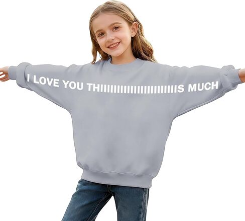 I Love You This Much Valentines Sweatshirts Kids Graphic Pullover Valentine Cute Holiday Unisex Outfits 3-13 Years in Saudi Arabia