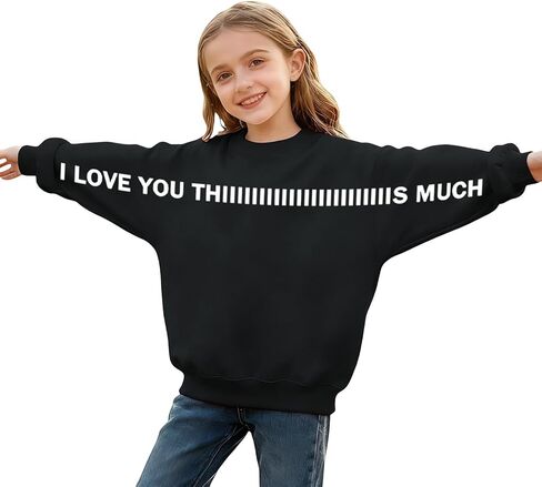 I Love You This Much Valentines Sweatshirts Kids Graphic Pullover Valentine Cute Holiday Unisex Outfits 3-13 Years in Saudi Arabia