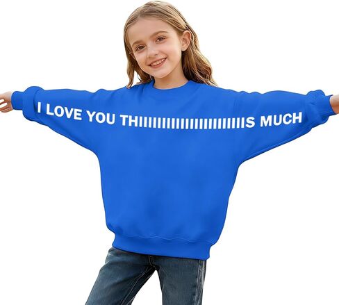 I Love You This Much Valentines Sweatshirts Kids Graphic Pullover Valentine Cute Holiday Unisex Outfits 3-13 Years in Saudi Arabia