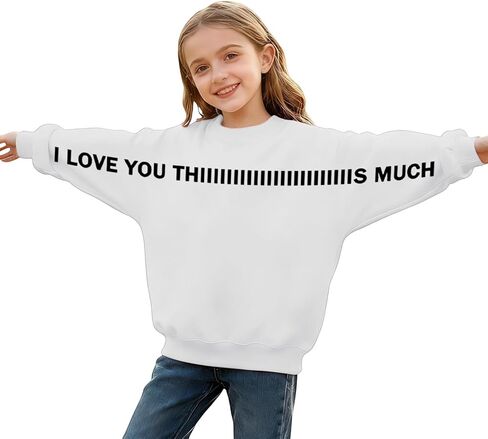I Love You This Much Valentines Sweatshirts Kids Graphic Pullover Valentine Cute Holiday Unisex Outfits 3-13 Years in Saudi Arabia