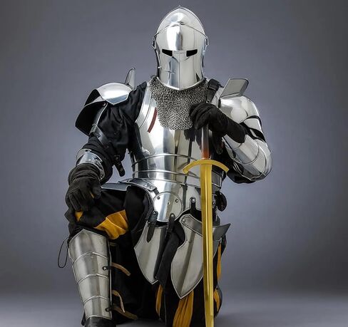 Medieval Barbuta Knight Full Suit of Armor - 18 Gauge Crusader Steel Medieval Armor Cosplay/Reenactment Suit in Saudi Arabia