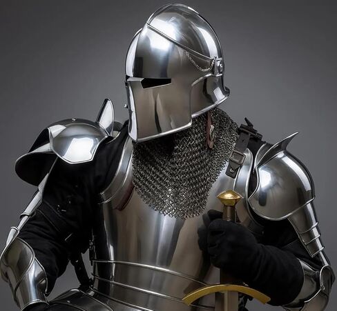 Medieval Barbuta Knight Full Suit of Armor - 18 Gauge Crusader Steel Medieval Armor Cosplay/Reenactment Suit in Saudi Arabia