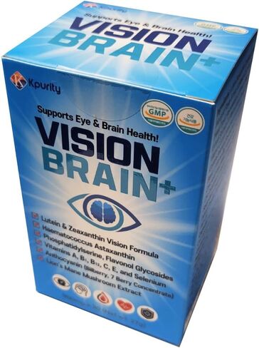 KPurity VisionBrain+ Eye & Brain Health Supplement with Lutein & Zeaxanthin - Enhances Memory, Focus, and Brain Performance - 30-Day Supply Softgels (1 Box, VisionBrain+) in Saudi Arabia