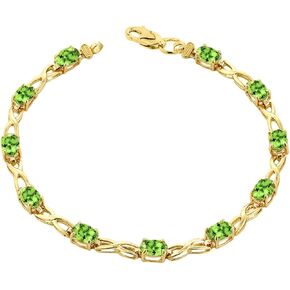 Elegant 14k Yellow Gold Personalized Genuine Birthstone Infinity Bracelet in Saudi Arabia