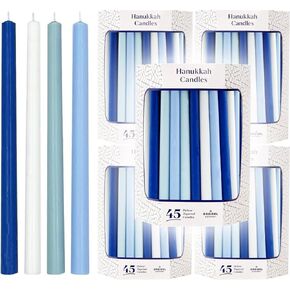 Pastel Blue & White Deluxe Tapered Hanukkah Menorah Candles for All 8 Nights of Chanukah, 45 Minute Burn Time in Saudi Arabia