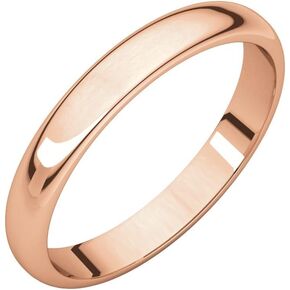 10K 14K or 18K Rose White or Yellow Gold 925 Sterling Silver or Platinum 3mm Half Round Concave Comfort Fit Classic Wedding Band in Saudi Arabia
