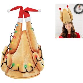 قبعة عيد الميلاد تركيا مع أضواء LED، قبعات مضحكة للبالغين تركيا أغطية الرأس لحفلة عيد الميلاد in Kuwait