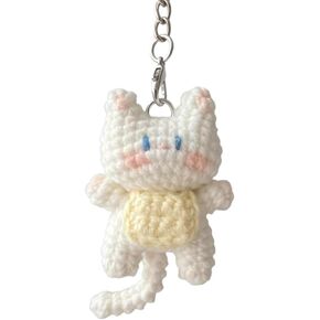 Crochet White Kitty Bag Charm - Cute Kawaii Keychain | Cat Bag Accessories | Crochet Keychains for Girls in Kuwait