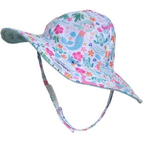 Flap Happy Girls' Toddler UPF 50+ Summer Splash Swim Hat, White, Medium in Kuwait