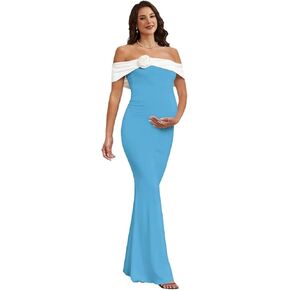 فساتين الحمل النسائية من الساتان لالتقاط الصور بودي كون بدون أكتاف فستان استحمام الطفل in Kuwait