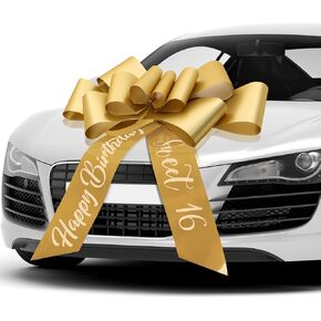 Happy Birthday Car Bow Sweet 16 Big Car Pull Bow 30 Inch Giant Car Gift Wrapping Bow for Birthday Party Car Decorations(Rose Red) in Kuwait