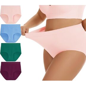 Women's High Waisted Shapewear Underwear, Plus Size Tummy Control Full Coverage Briefs Panties for Ladies 4 Pack in Saudi Arabia