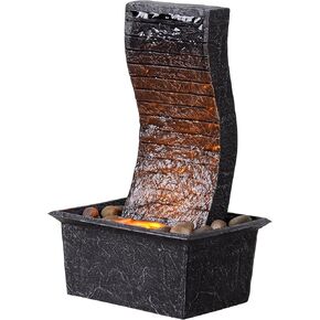 نافورة مياه منحنية على الطاولة LED - مضاءة - شلال زخرفي فريد للمساحات الداخلية والخارجية، ديكور حديقة المكتب المنزلي مع الإضاءة المحيطة in Kuwait