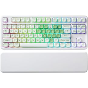 YUNZII B87 لوحة مفاتيح ميكانيكية لاسلكية، QMK/VIA لوحة مفاتيح مخصصة للألعاب TKL 87 مفتاحًا، BT/2.4G/USB-C لوحة مفاتيح قابلة للتبديل السريع، لوحة مفاتيح RGB مع مسند للمعصم لـ Win/Mac (زبدة، كريم الكاكاو V2) in Kuwait