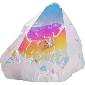 Sportmusies Titanium Coated Rock Crystal Cluster Mineral Specimen Home Decoration, Irregular-Shaped Reiki Healing Stone for Spiritual Yoga Meditation, Purple in Saudi Arabia