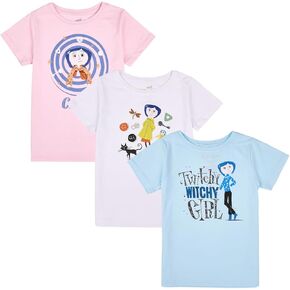 Bioworld Coraline Twitchy Witchy Girl's Crew Neck Short Sleeve 3-Pack T-Shirt in Saudi Arabia