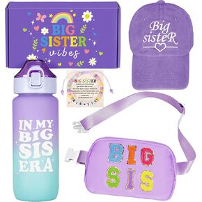 Big Sister Gifts for Girls – Purple Big Sister Gift Set with 20oz Water Bottle, Waist Bag, Baseball Cap & Bracelet, New Big Sister Gifts for Girls in Saudi Arabia