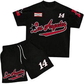 Men's Track Suits 2 Piece Set Half Sleeve Baggy Jersey Tops and Workout Shorts Gym Clothes in Saudi Arabia