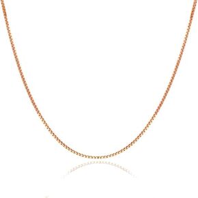 14k Solid Rose/White/Yellow Gold Box Chain Necklace for Women 0.7/0.9/1.1/1.3/2mm Width with Lobster Clasp Hypoallergenic Dainty Layering Chain Gift Ready 16-24 Inch in Saudi Arabia