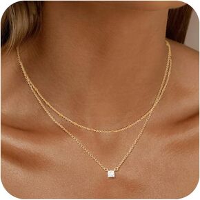 Gold/Silver Necklace for Women 14K Gold/Silver Plated Choker CZ Necklace Set for Women Simple Dainty Chain Trendy Jewelry Accessories in Saudi Arabia