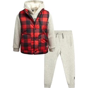 Volcom Boys Outerwear Set - 3 Piece Boys' Fashion Activewear Set Puffer Vest, Hoodie Sweatshirt and Jogger Pants (12M-7) in Kuwait