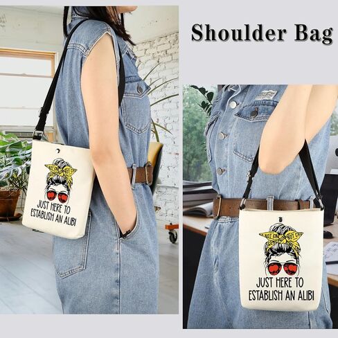 True Crime Gift Seriel Killer Gift Just Here to Establish and Alibi Crossbody Bag for Crime Show Fan in Saudi Arabia