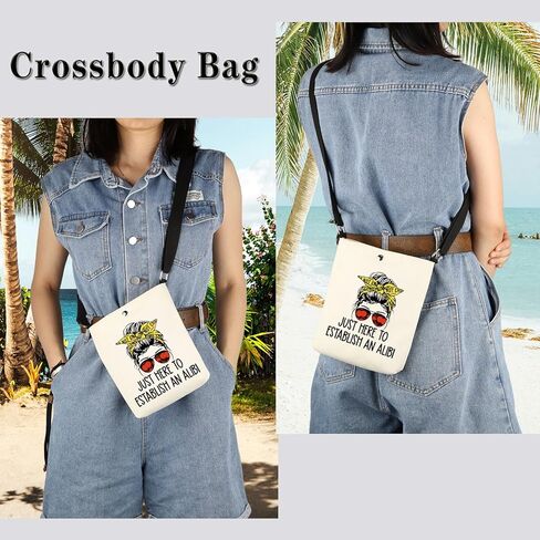 True Crime Gift Seriel Killer Gift Just Here to Establish and Alibi Crossbody Bag for Crime Show Fan in Saudi Arabia