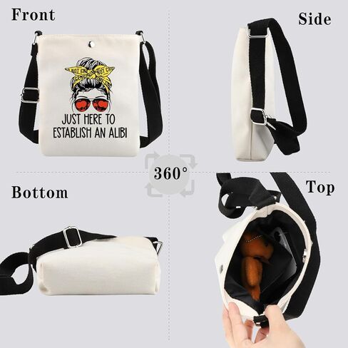 True Crime Gift Seriel Killer Gift Just Here to Establish and Alibi Crossbody Bag for Crime Show Fan in Saudi Arabia