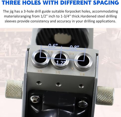 Upgraded Pocket Hole Jig Kit 2 in 1 Adjustable Easy to Use 3 Holes Pocket Screw Jig with Easily Adjustable Drill Bit, Pocket Self Tapping Screws &Driver Bit for Woodworking DIY and Home Improvement in Saudi Arabia