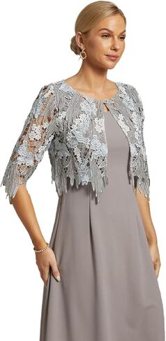 Lace Sheer Cardigan for Women 3/4 Sleeve Lightweight Bolero Shrug Floral Embroidered Elegant Shawl Wedding Bridal Guest Top in Saudi Arabia