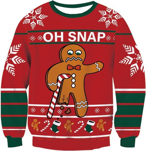 RAISEVERN Mens Ugly Christmas Sweater Funny Xmas Holiday Sweater for Women Winter Patterns Loose Long Sleeve Knit Tops in Saudi Arabia